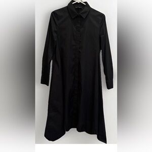COS Women’s Black Shirt Dress Cotton Workwear Formal Pleats grosgrain Size 4